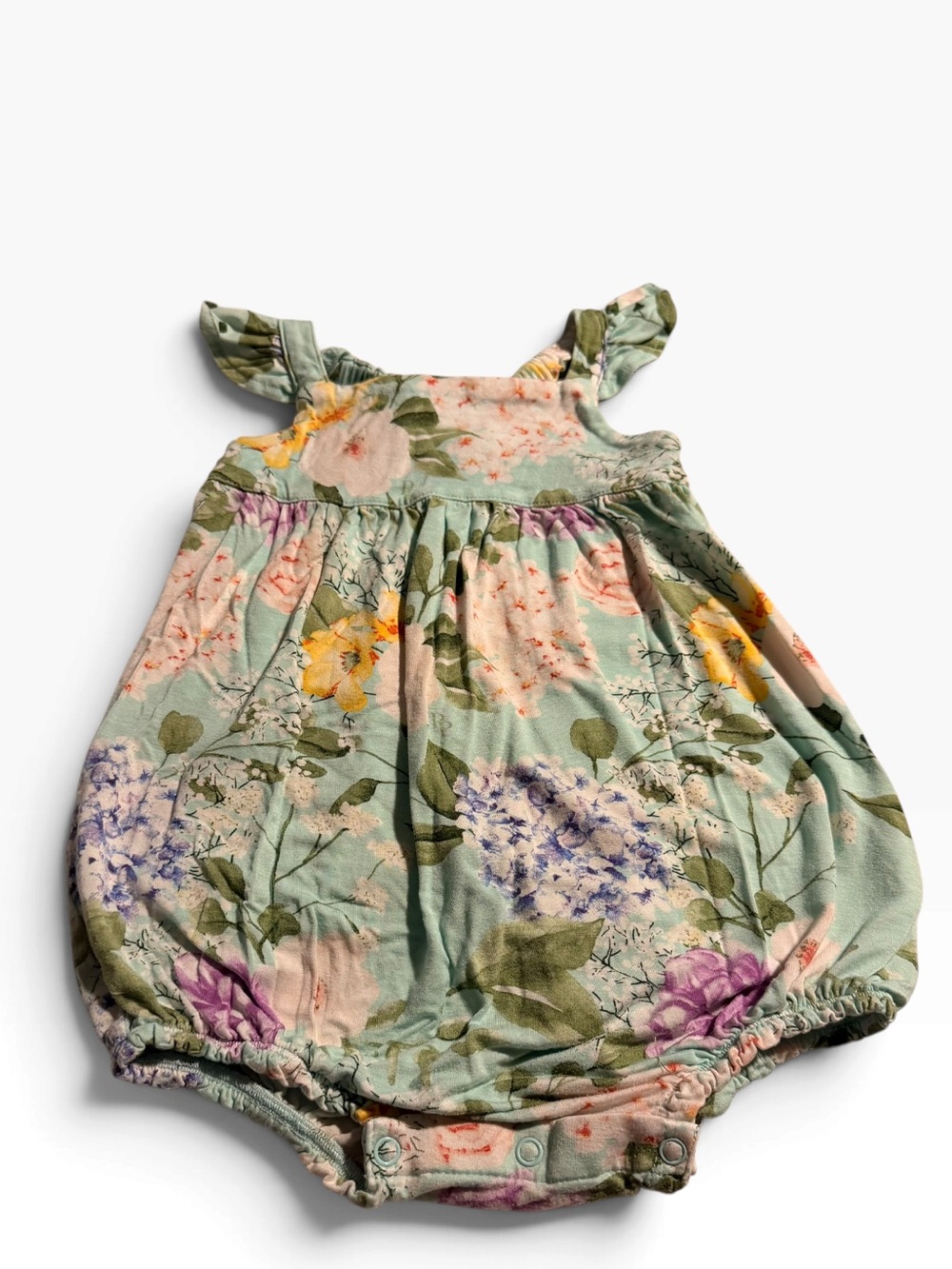 Posh peanut bubble romper mint sage floral hydrangea Size 2T
